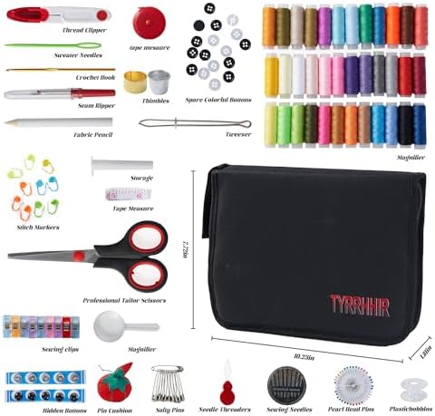 TYRRHHIR Sewing Kit with 229 Pieces, Scissors, Needles and Accessories for Travel Home Beginners, Supplies Accessories with Scissors, Needles, Measure etc (L), 125PC - Image 2