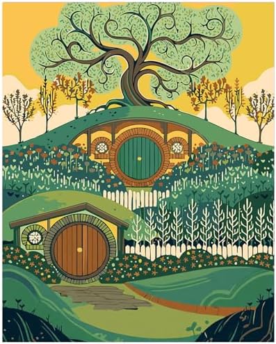 xcemhil Paint by Numbers Kit for Adults Landscape, Cabin Paint by Numbers for Adults, New Zealand House Paint by Number for Gifts and Home Wall Decor 16x20 Inch by Unknown
