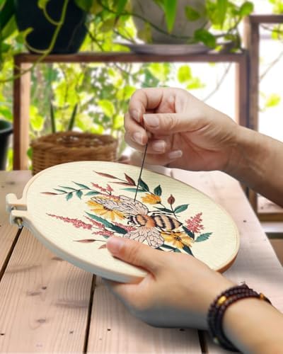 TINDTOP 2 Pack Embroidery Kit for Adult, Embroidery DIY Starter Kit, with Stamped Patterns, Hoop, Tools, Colorful Threads with Needles, Instructions (Bee) - Image 4