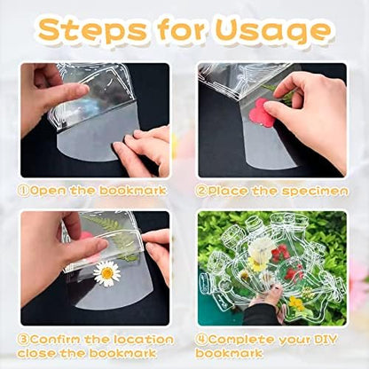 40Pcs Large Size DIY Bookmarks, Kaluofan Transparent Dried Flower Bookmarks, Handmade Dried Flower Bookmarks,Flower Bookmarks Maker, Handmade DIY Transparent Beautiful Flower Page BP30 - Image 4