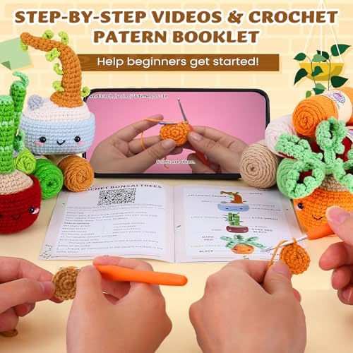 Crochetta Crochet Kit for Beginners, Beginner Crochet Kits for Adults with Step-by-Step Video Tutorials, DIY Knitting & Crocheting Craft Hobbies Supplies, Bonsai Tree Amigurumi(40%+ Yarn) - Image 4