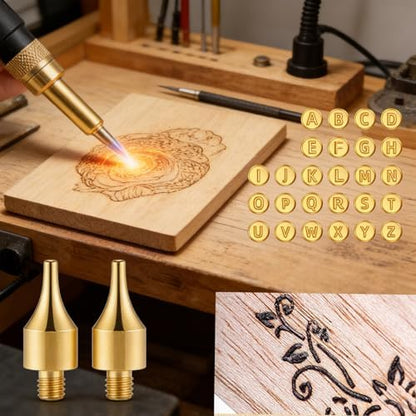 Wood Burning Tips Letters Set, Alphabet Template Branding tip for Embossing and Carving Crafts Carving Iron Paste Tool Adult Embossing Beginner DIY 28Pcs - Image 3