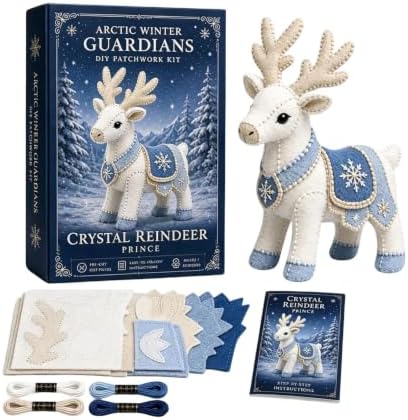 ROTORS Arctic Winter Guardians DIY Patchwork Kit, Pre Cut Felt Animal Sewing Kit, 3D Stuffed Creature Craft Set, Handmade Home Decor Gift for Beginners (Blue-E) by ROTORS