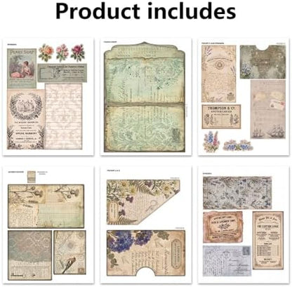 Vintage Librairie Notes Junk Journal Folio Kit, Vintage Scrapbook DIY Handcraft Supplies, Creative Mini Folder & Booklet Making Set for Handmade Art Projects - Image 5