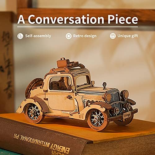 ROBOTIME 3D Wooden Puzzles Car DIY Model Kits to Build Wooden Model Vintage Car Craft Gift for Collection Lover - Image 2