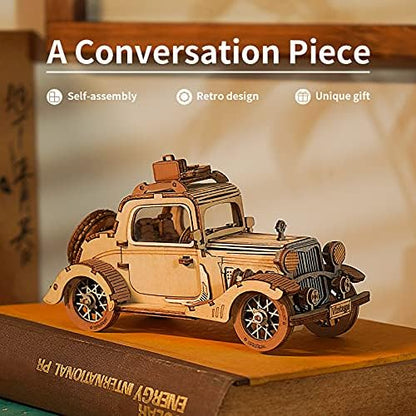ROBOTIME 3D Wooden Puzzles Car DIY Model Kits to Build Wooden Model Vintage Car Craft Gift for Collection Lover - Image 2
