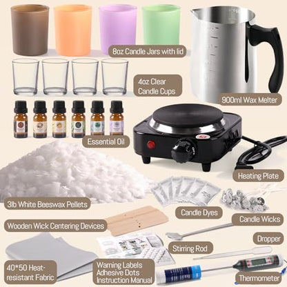 Candle Making Kit with Wax Melter, 3lb Beeswax Candle Wax for Candle Making - Image 2