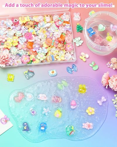 FIVEIZERO 100PCS Cute Slime Charms, Kawaii Flatback Resin Charms - Image 4