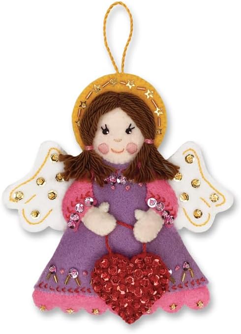 MerryStockings Felt Ornament Kit, Collectible Valentines Day Angel by MerryStockings