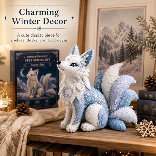Winter Fantasy Animal Felt Sewing Kit, DIY Patchwork Craft Kit with Pre-Cut Felt Pieces, 3D Stuffed Animal Making Set for Beginners Adults Teens, Creative Home Decor Gift (E) - Image 7