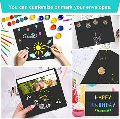 70 Packs of Invitation Envelopes, A2 Envelopes Black, Postcard Envelopes for 4.5x5.5 Cards, Envelopes for Invitations, Self Seal for Photos RSVP, Greeting Cards - Image 5