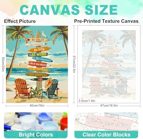 Paint by Numbers Kit for Adults, Beach Sign Number Painting, 16 x 20 Inch - Image 3