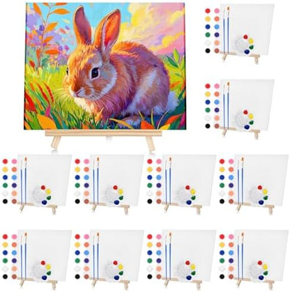 10 Set Canvas Painting Kit, 8 x 10In Canvas Boards with Easels, 12 Color Acrylic Paints, Brushes, Palettes, Art Supplies for Beginners – Paint and Sip Kit for Adults, Couples Painting Kit Date Night by FocusoncottonHdviai