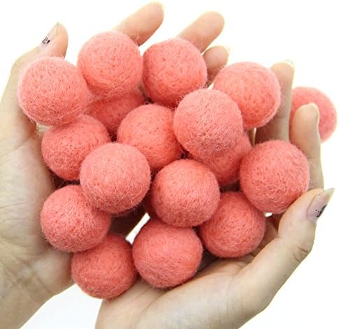 Zasy 30mm Needle Wool Felt Balls Foam Filled Wool Felt Pom Pom Home Decor DIY (Peach) by Zasy