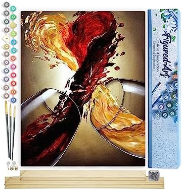 Figured'Art Paint by Numbers Kit for Adults Wine Mix 16"x20" - Craft Art Painting Rolled Canvas with DIY Wooden Frame by FiguredArt