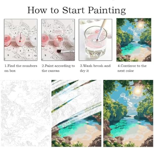 ZRIZQ Landscape Paint by Numbers Kit for Adults Beginner,Beach,16x20 - Image 5