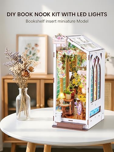 Book Nook Kit for Adult Teen Miniature Garden House with LED Light - Image 2