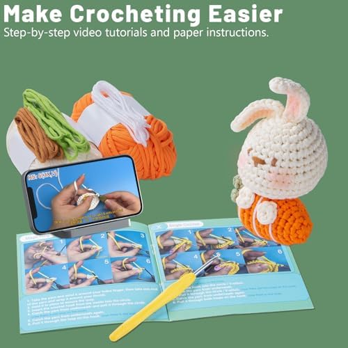 EOKPHULL Crochet Kit for Beginners, Easy DIY Crochet & Knitting Kit for Adults with Step-by-Step Video Tutorials, Yarns, Stuffing, Crochet Hook and Accessories, Crochet Craft Set - Image 2