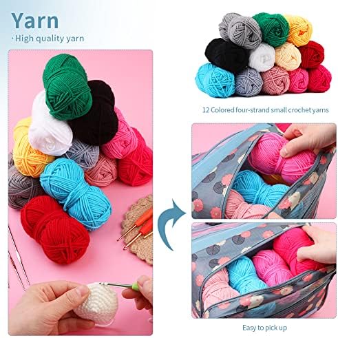 130 Pcs Crochet Starter Kit, Crochet Kit for Beginners with 12 Colors Yarn - Image 6