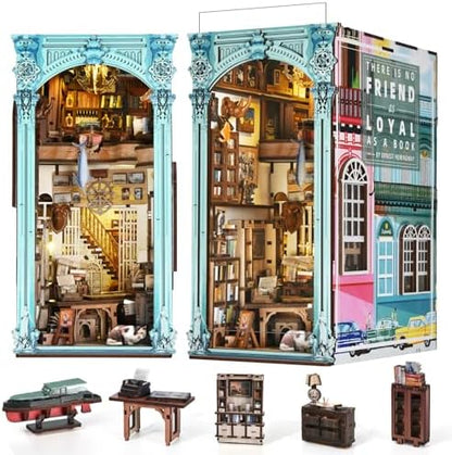 MiniCity Hemingway House Book Nook Kit, 3D Wooden Bookshelf Puzzle with LED by MiniCity