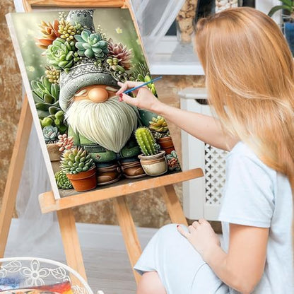 Bowetile Framed Paint by Numbers Gnome Kit for Adults, Adults' Paint-by-Number Kits on Canvas, Painting by Numbers Succulents, DIY Acrylic Number Painting for Home Wall Decor, 8x12in - Image 3