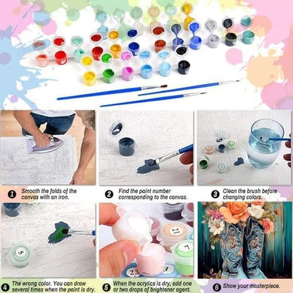 Arttoplus Cowboy Boots Paint by Numbers Kit for Adults Beginner 16x20 inch - Image 6