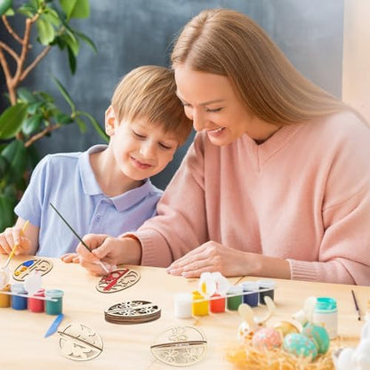 COCHIE DIY 3D Easter Eggs Wood Crafts to Paint, Paintable Unfinished Wooden Slices for Craft, Spring Egg Cutouts Ornaments for Painting Decorations (24 PCS) - Image 5