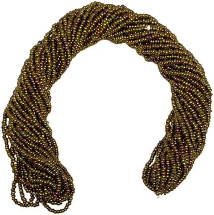 11/0 Glass Seed Beads, 12 String Hanks, Small Craft Beads, 2 mm (Gold Iris) by Unknown