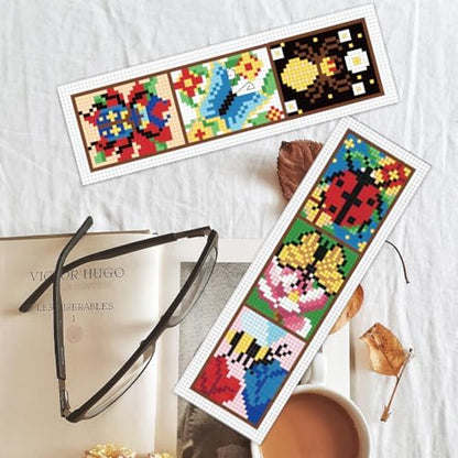 BEUNITONE 6 Pcs Insects Cross Stitch Bookmark Kits for Beginners Bookmark with Butterflies Dragonflies Pattern Counted Cross Stitch DIY Stamped Embroidery with Instructions for Book Lover 8''x2.4'' - Image 5
