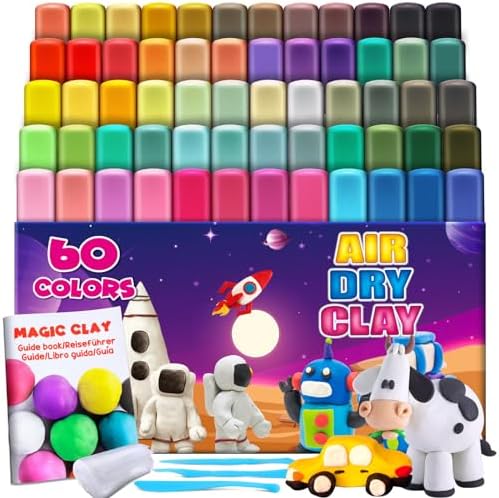 Air Dry Clay, 60 Colors Modeling Magic Clay for Kids by ESSENSON