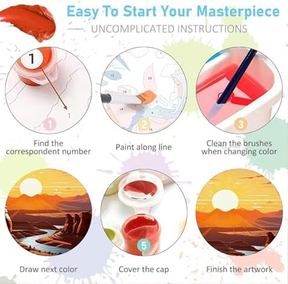 AOSGEDY 6 Pack Paint by Numbers Kit for Adults Beginner, National Park Adult Paint by Number Kits on Canvas Without Frame, DIY Landscape Painting with Numbers Craft for Home Decor 10x14 Inch - Image 6