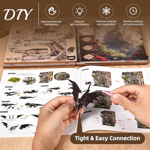 MiniCity Book Nook Kit - DIY Miniature House 3D Wooden Puzzle for Adult and Teens, Booknook Bookshelf Decor Scale Model Build with LED Light, Gifts for Family and Friends (Sleeping Beauty) - Image 6