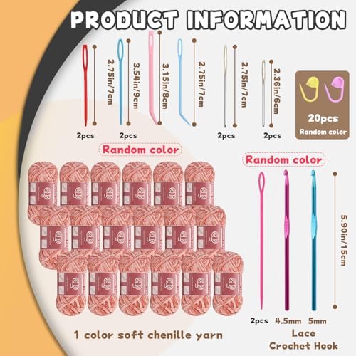 LUNARM Chenille Yarn for Crochet Knitting Chunky Blanket Velvet Yarn - Image 2