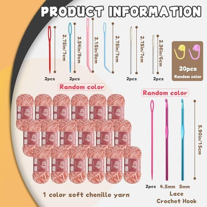 LUNARM Chenille Yarn for Crochet Knitting Chunky Blanket Velvet Yarn - Image 2