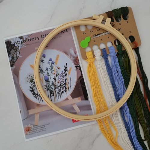 Esffaci Embroidery Starter Kit for Adult Beginner with Flowers Pattern Hand Embroidery Set with Cloth Hoop Needle Threader Floss and Instruction - Image 2