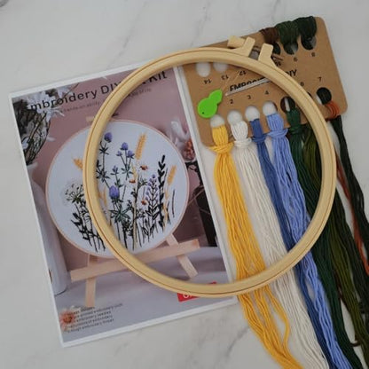 Esffaci Embroidery Starter Kit for Adult Beginner with Flowers Pattern Hand Embroidery Set with Cloth Hoop Needle Threader Floss and Instruction - Image 2