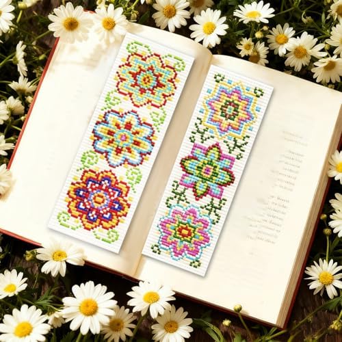 ORIGACH 6 Set Mandala Flower Cross Stitch Bookmark Kit for Beginner - Image 5