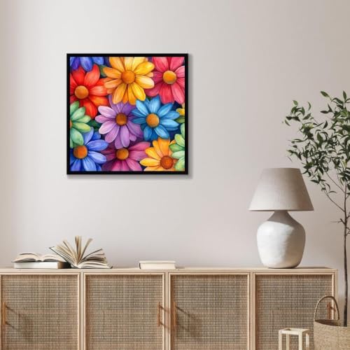 Flower Paint by Numbers Kit for Adults, DIY Canvas Oil Painting 10x10In - Image 2