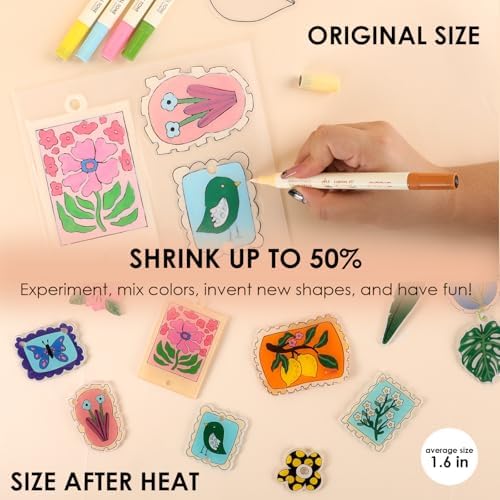 Grabie Shrink Art Craft Kit of 25+ Shapes, Markers & Charms, Bloom Post - Image 5