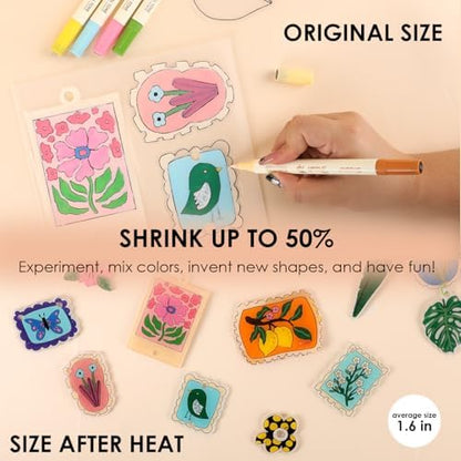 Grabie Shrink Art Craft Kit of 25+ Shapes, Markers & Charms, Bloom Post - Image 5
