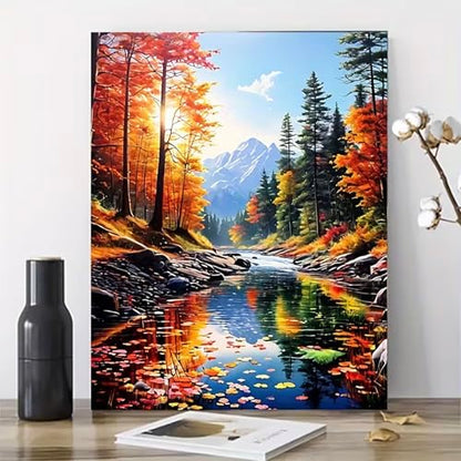 MaiMMaledy Paint by Numbers Kit for Adults Beginners Canvas Pictures with Framed Drawing Painting Acrylic Pigment with Wooden Triangle Easel Colorful Natural Scenery 8Wx12L inch - Image 5