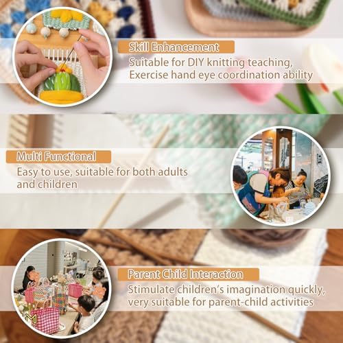 FOSA Wooden Knitting, Hand Craft, Knitting Board Tool, for DIY Weaving Beginners Adults and Children (30 * 30cm) - Image 5