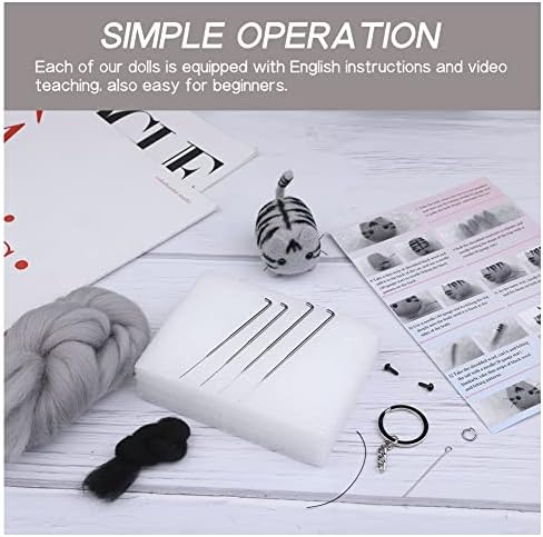 QMNNMA Felting Kit for Beginner, Tabby Cat Wool Felting Kit for Beginner - Image 3