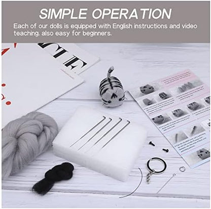 QMNNMA Felting Kit for Beginner, Tabby Cat Wool Felting Kit for Beginner - Image 3