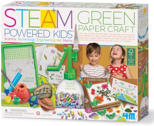 4M - STEAM Green Paper Crafts - Make Recycled Papers, Flower Pressing Art - Eco-Friendly STEAM Craft Paper Kit for Kids Ages 5+ - Learn Sustainability Through Creative Activities by 4M