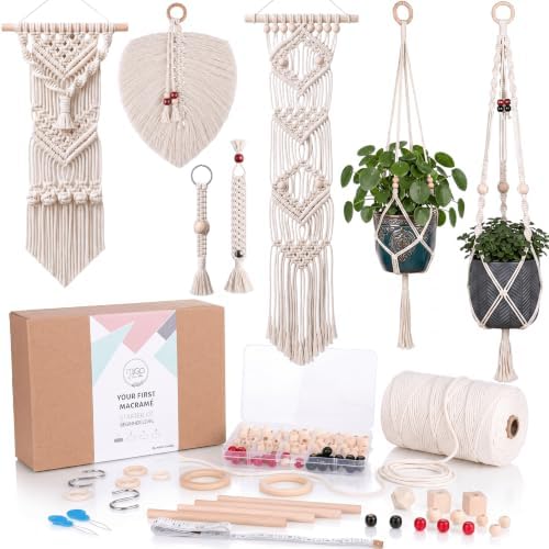MIGO Creates Macrame Kits for Adults Beginners with 126 Macrame Supplies and 7 Projects E-Book: DIY Macrame Kit with 165 Yards Macrame Cord and Craft Supplies & Materials to Start Macrame! by MIGO+Creates