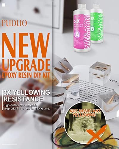 Puduo Epoxy Resin Crystal Clear Kit, Super Anti-Yellowing Craft Resin 32OZ - Image 3