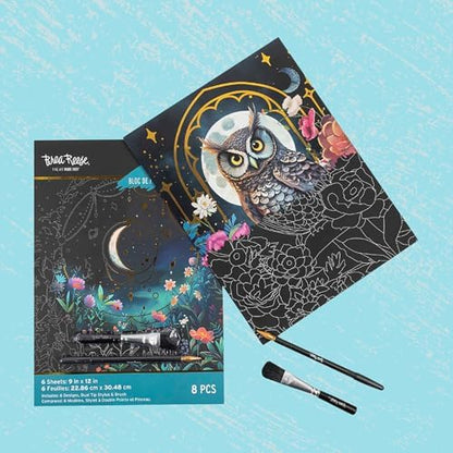 Brea Reese Scratch Art Paper Pad, Moonlight Garden 9x12in Adult Craft Kit - Image 4