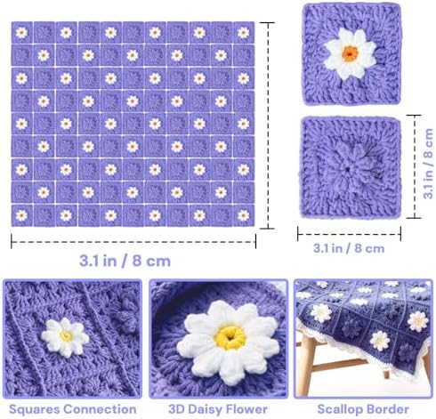 HUYEIOBGD Crochet Daisy Blanket Weaving Set Suitable for Beginners, Basic Crochet Learning kit with Tools and Video tutorials - Image 4