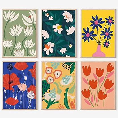 cupmod 6 Pack Paint by Numbers for Kids and Adults- DIY Acrylic Painting Kits on Canvas Without Frame, Simple Flower Oil Painting for Home Wall Decor 12x16inch by Cupmod